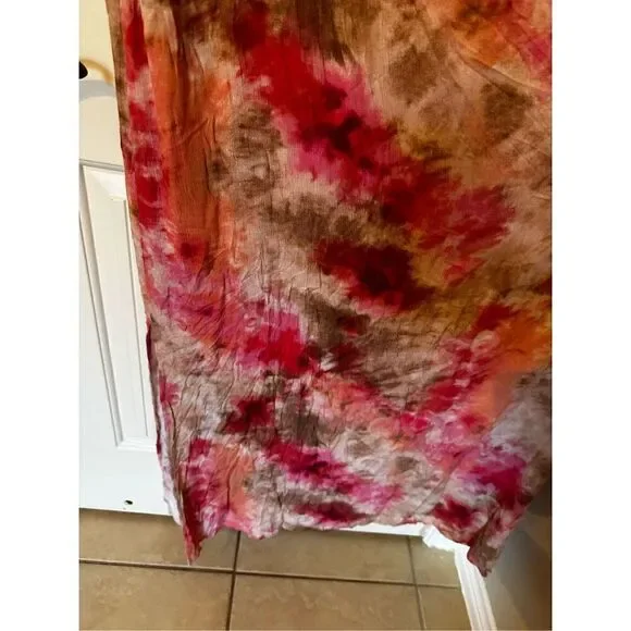 NWT Entro Tie Dye Sleeveless Rayon Lined Colorful Maxi Dress Women Size L - Picture 8 of 12